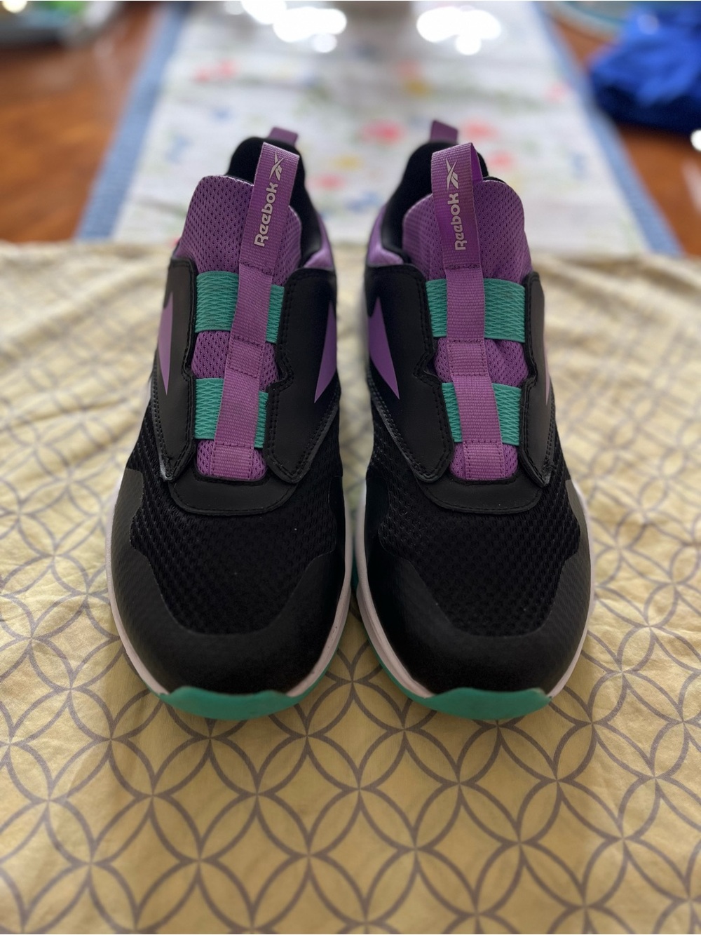 Reebok Black Sneakers with Purple and Teal Accents